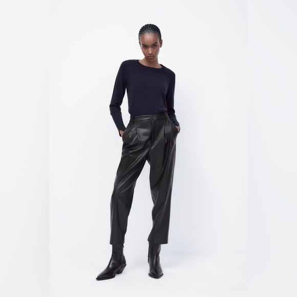 Zara Black Straight Leg Pants - Picture 1 of 7